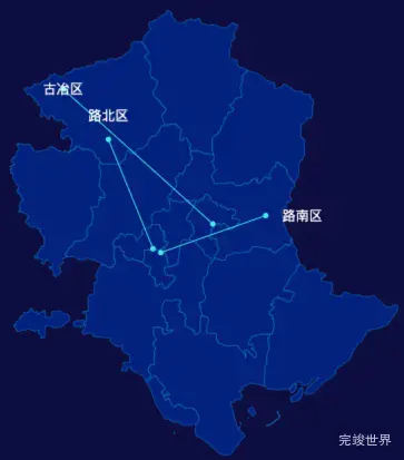 echarts唐山市地图自定义引导线实例